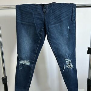 Target Skinny Jeans, destroyed knees, dark wash, maternity jeans with belly band
